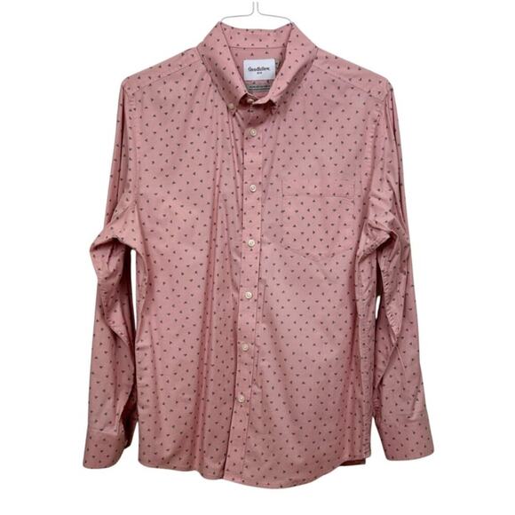 Goodfellow & Co Mens Pink Long-Sleeve Button-Down Shirt Triangle Pattern Size M - Picture 1 of 6